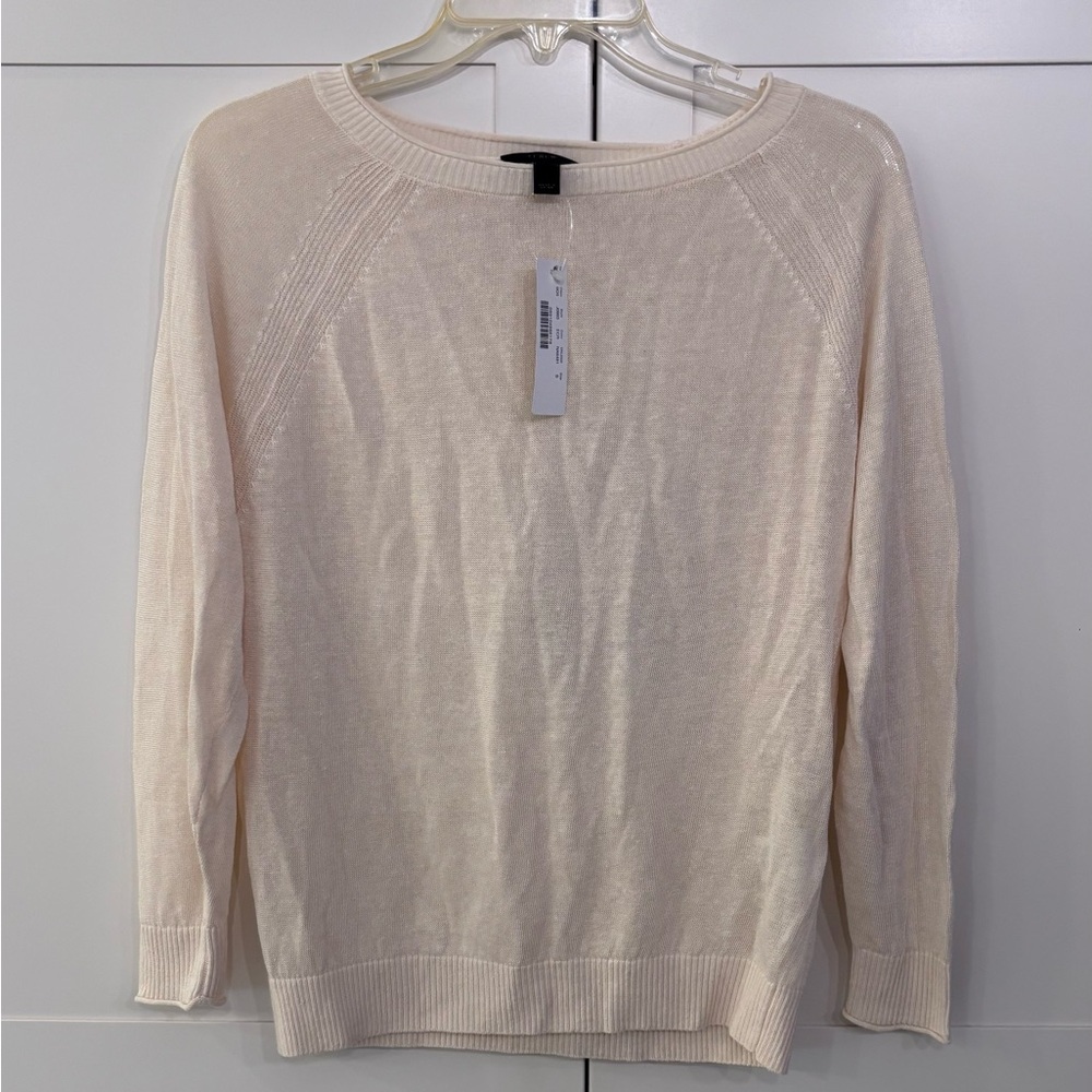 J Crew Lightweight Cream Crewneck Sweater — Women's linen blend